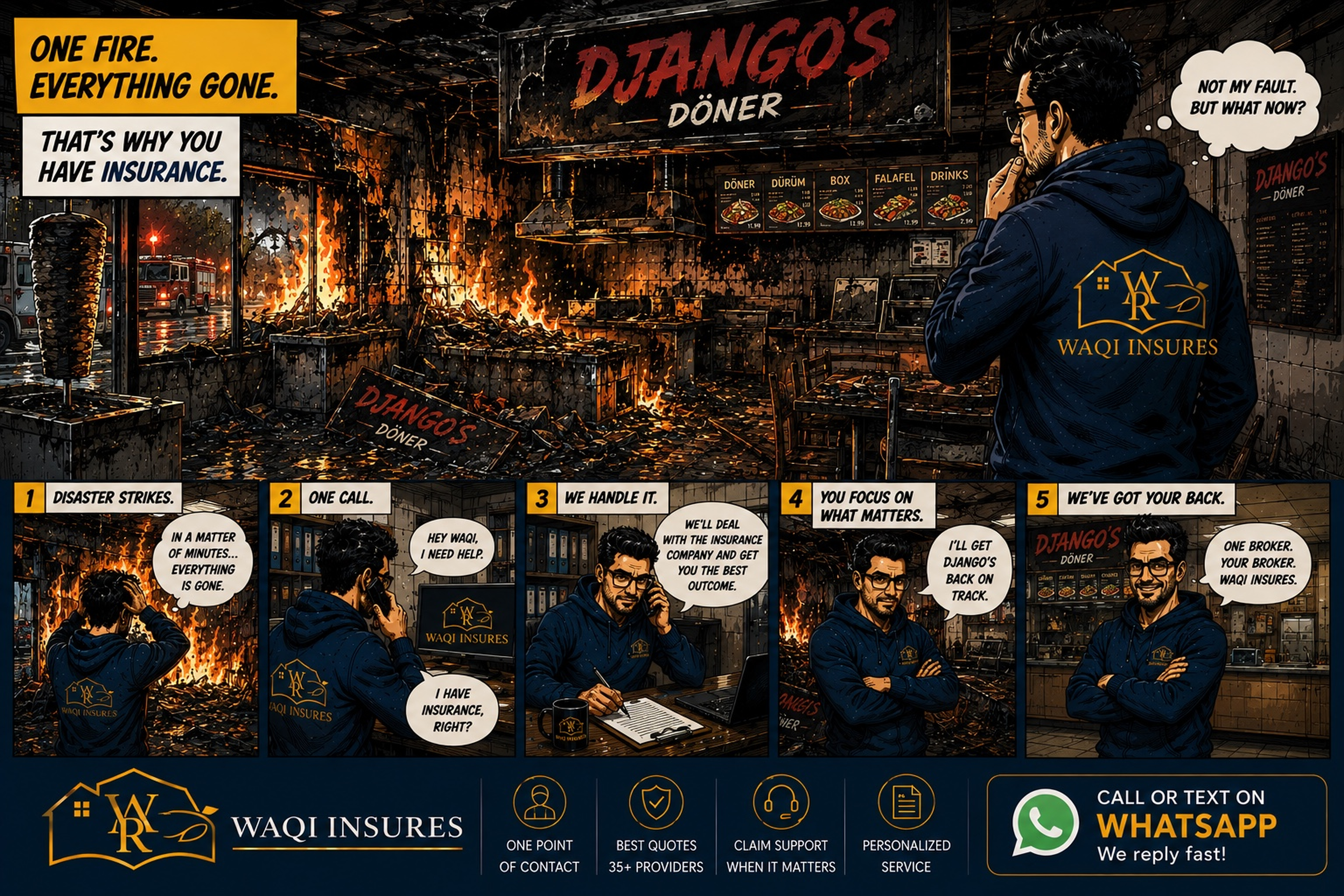 Commercial fire insurance comic